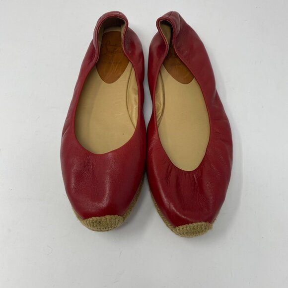 christian louboutin leather slip on espadrille ballet flats - Picture 2 of 8